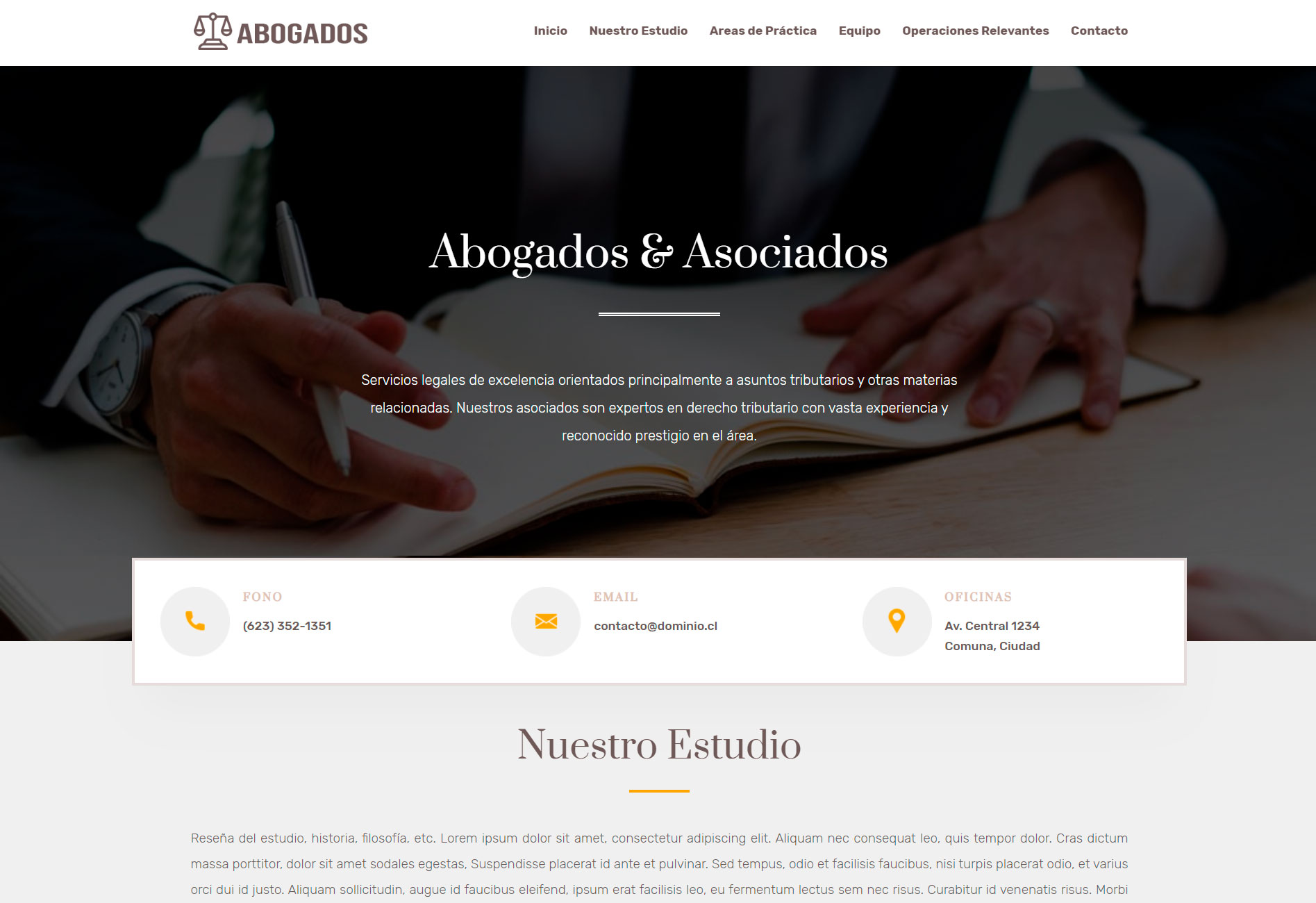 diseño sitios web one-page para abogados, contadores, consultores, profesionales independientes